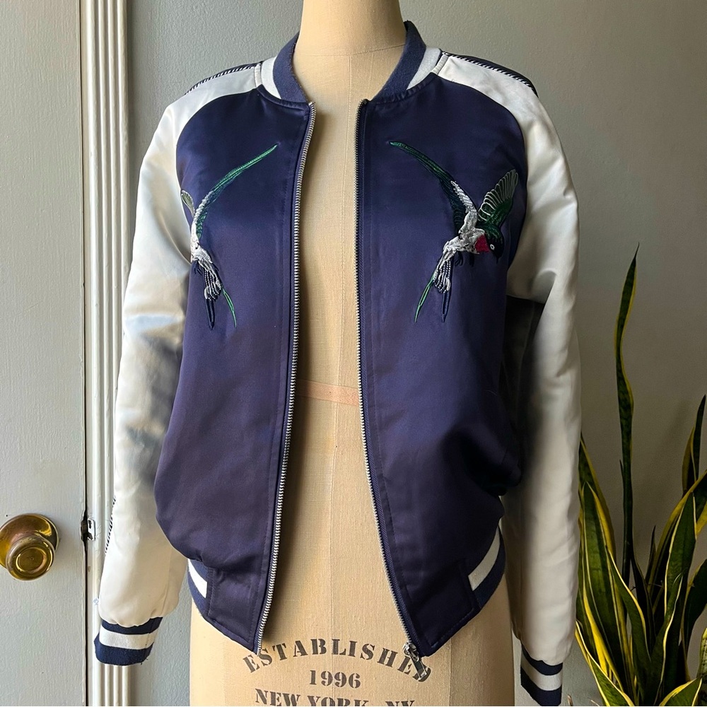 Silence+Noise• Hummingbird Satin Bomber Jacket• sz S